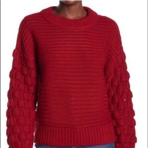 Elodie Bubble Sleeve Red Pullover Sweater Size Large EUC